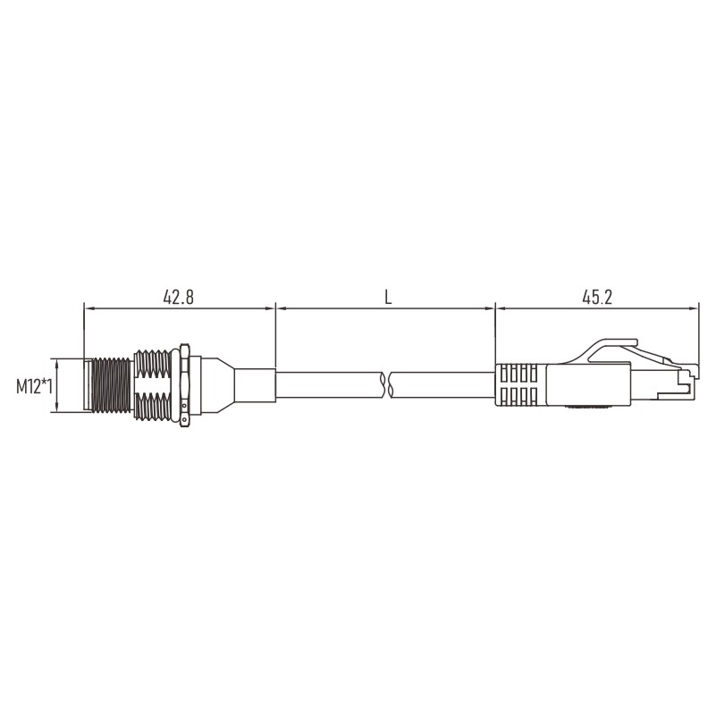 RJ45 M12 Male D Code Panel Mount Connector PVC Cat5e Ethernet Cable