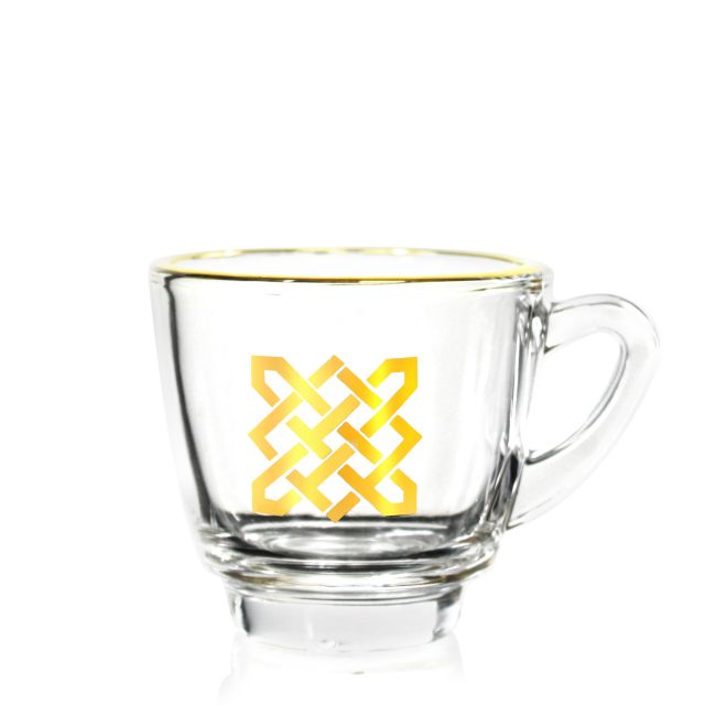 Custom Design 2oz High Quality Gold Decoration Glass Coffee Set