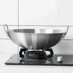 Thickened Stainless Steel Non Stick Chinese Wok Double Ear Non Coating Round