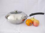 3-Ply Stainless steel wok,thickness 2.5mm with cast iron handle SHOLS-4030L