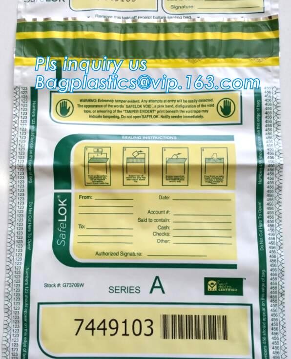 Opaque Tamper Evident Sealing Plastic Bank Money Steb Security Bag / Custom Self Adhesive Plastic Courier Bag, bagease