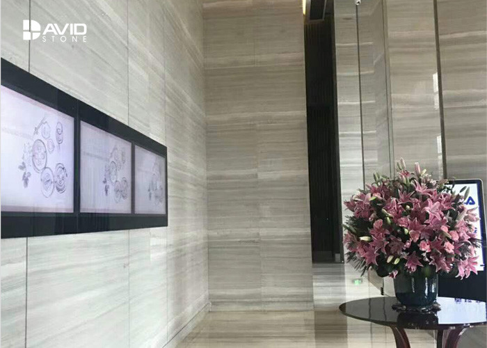 White Wood Vein Marble Natural Stone Slabs For Wall Cover / Flooring Decor