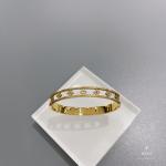 Lady Stainless Steel Bangle Gold Hollowed Kaleidoscope Inlaid With Diamond