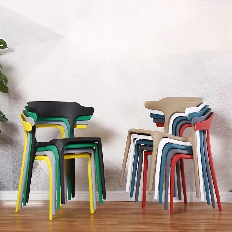 Waterproof Plastic Stacking Dining Chairs Colorful Green Plastic Dining Chairs