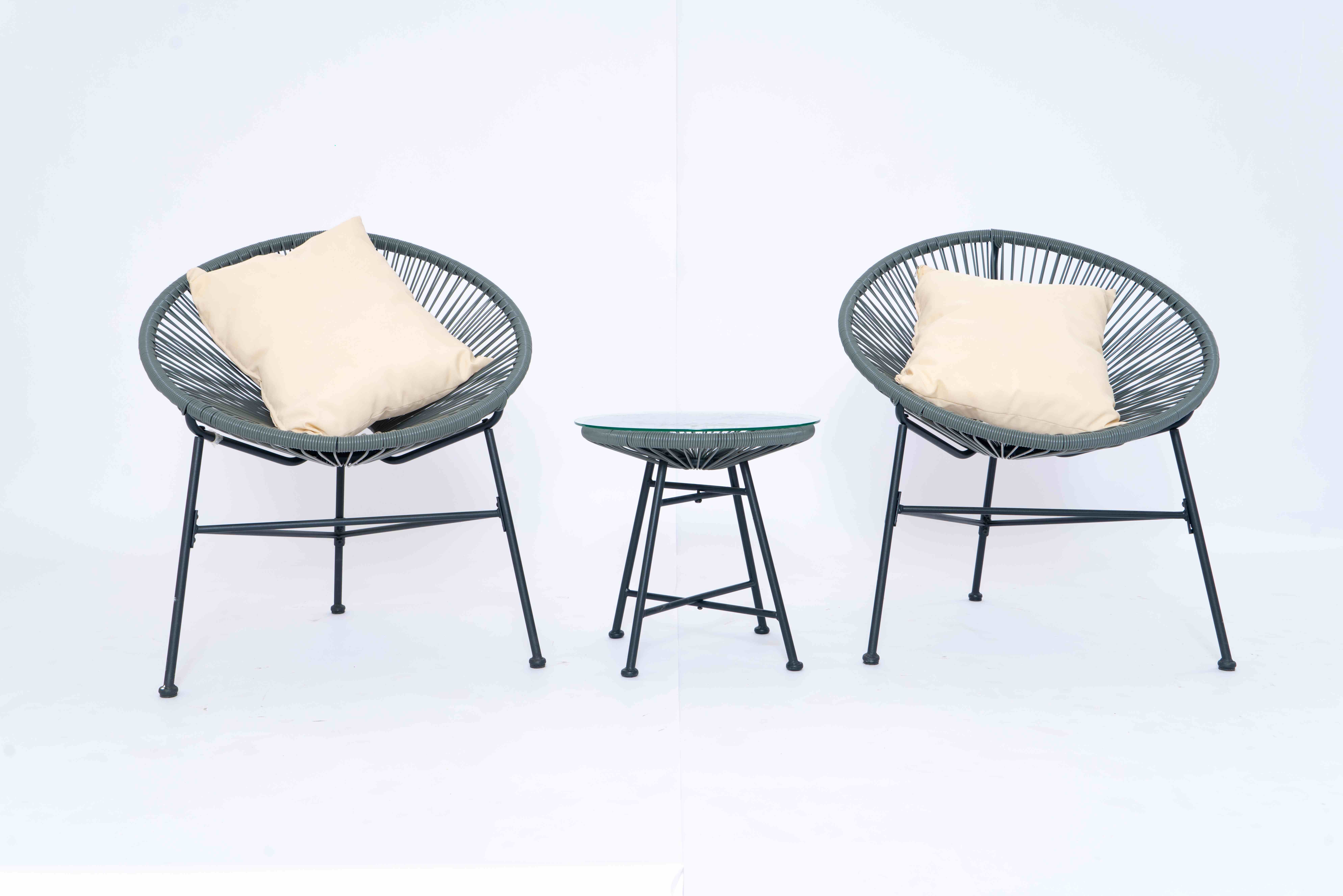 Patio Outdoor Wicker Bistro Table And Chairs Dining Colorful Rattan Acapulco Chair Wicker Sun