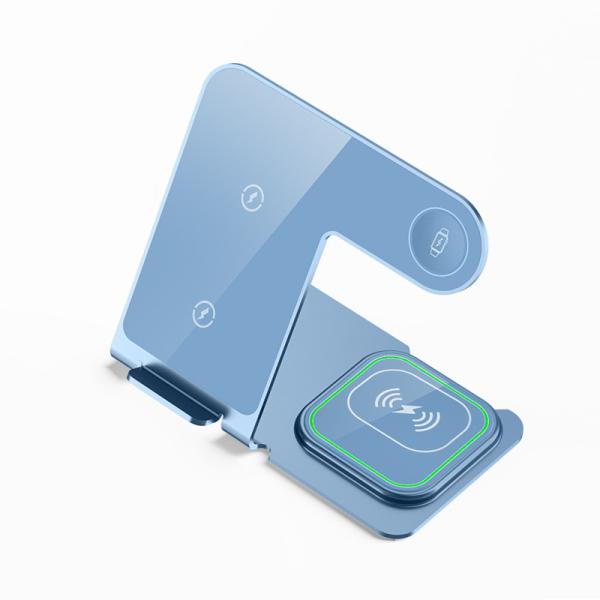 Aluminum Alloy 15w Fast Charging Three-In-One Wireless Charger Supports Three