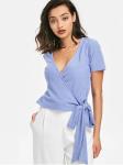 New Fashion Fitness Clothing Women Wrap Ribbed Top
