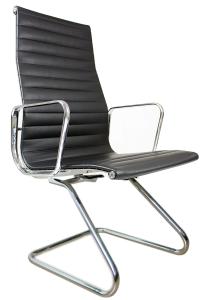 Quality Customized Color Executive Leather Office Chair With Polished Aluminum Alloy Bow Frame wholesale