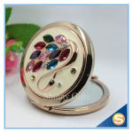 Shinny Gifts Rhinestone Small Metal Mirror For Craft Crystal Round Shape Pocket