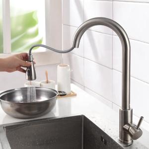 Quality Surface Drawing Stainless Pull Down Kitchen Faucet Healthy Hygienic wholesale