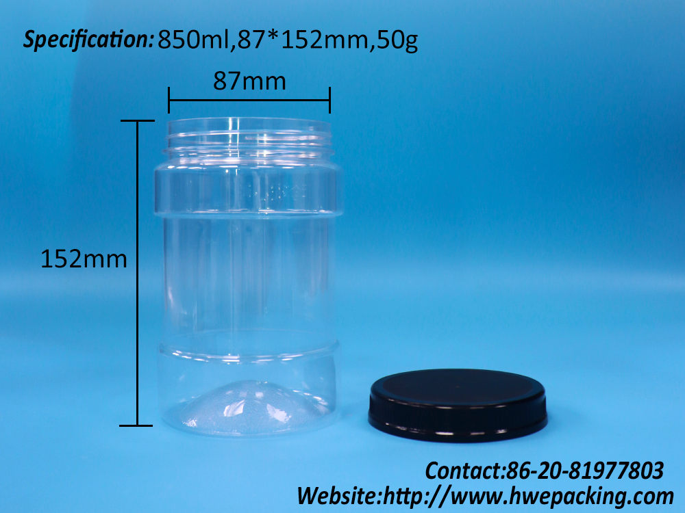 Round Transparent Plastic PET Food Grade Candies Pepper Nuts Jar Screw Top Lid