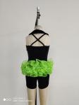 Stage Show Dance Wear Color Green And Black , Little Girl Dance Outfits