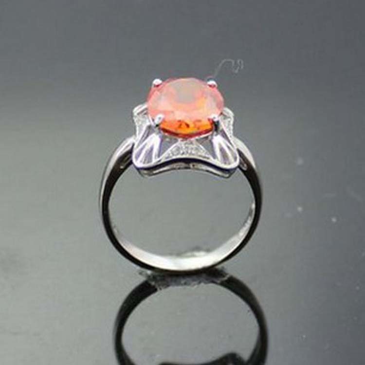 925 Sterling Silver Oval Purple Cubic Zircon Ring (F08)