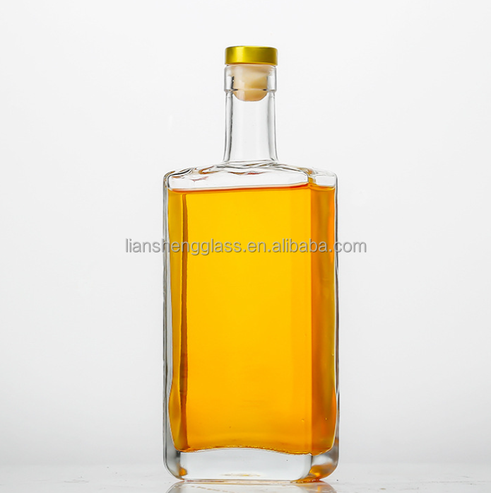 Wine 200ml Transparent Round Empty Flint Glass Liquor Bottle With Sealed Cork Lid