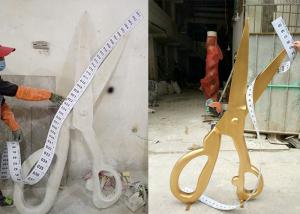 Quality Window Display Gold Fiberglass Scissor H180cm And PVC Ruler L300cm wholesale