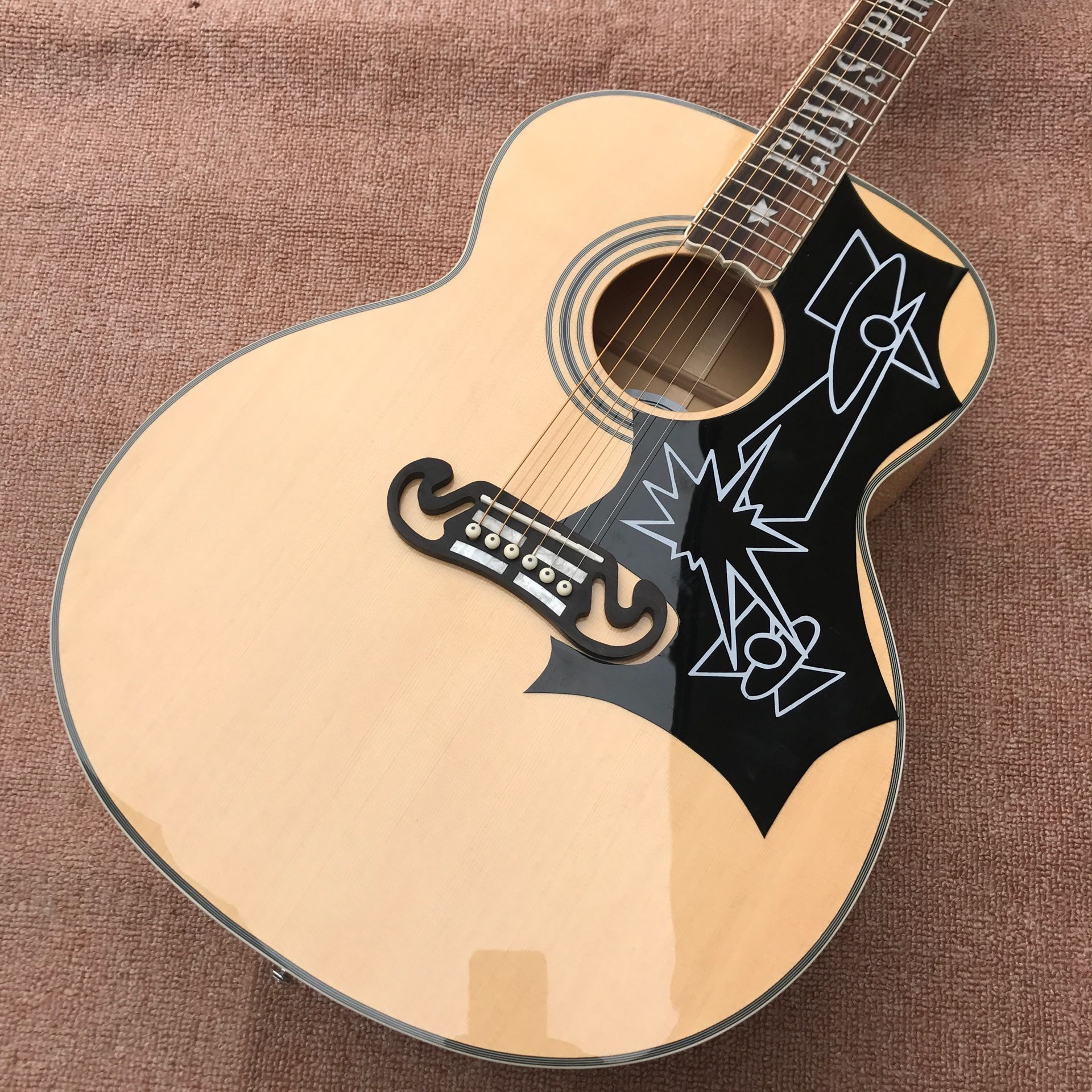 2018 New flamed maple custom G200 acoustic guitar Elvis Presley fretboard inlays