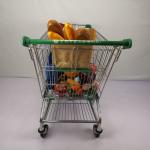PU Wheels Grocery Shopping Trolley 210L Metal Shopping Cart With Beverage