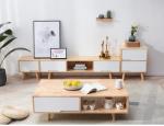 Solid Wood TV Cabinet Tea Table Combination Apartment Custom Furniture Living