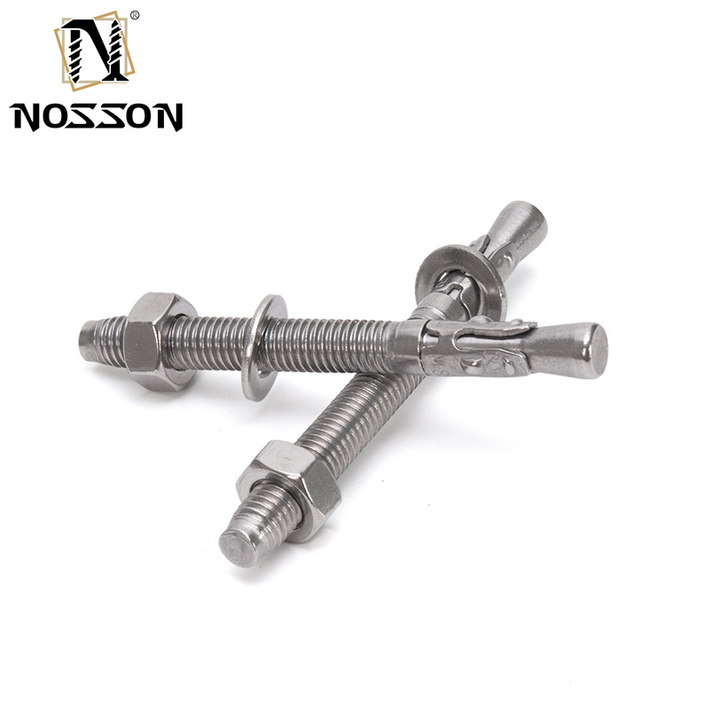 Metric DIN Standard Wall Mounting Double Head Bolt Through Bolts with 304 Stainless Steel Hexagon Screws and Nuts Set