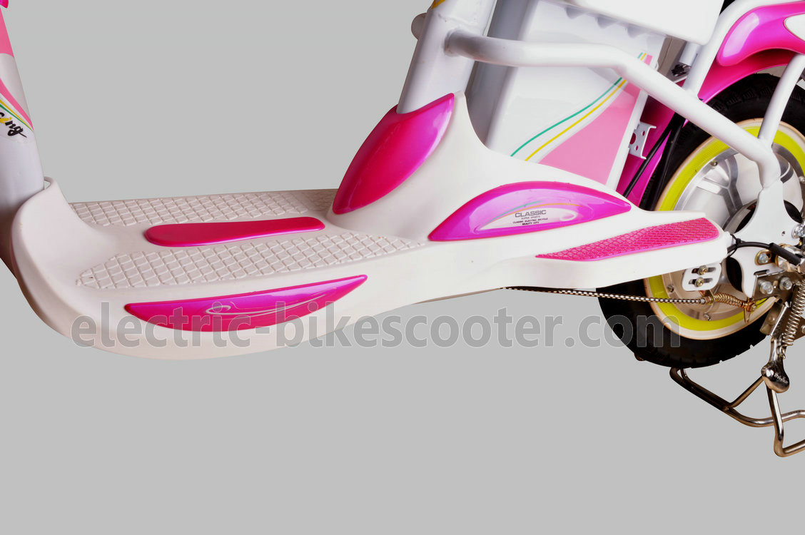Mini Cool Pedal Assist Electric Bike 350W 48V Pink White Fashion Throttle System