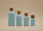 Color Coating Sky Blue 15ml 30ml Essential Oil Bottles With Bamboo Dropper