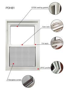 Quality White PVC Double Hung Windows Heat Insulation UPVC Profile Windows ODM wholesale
