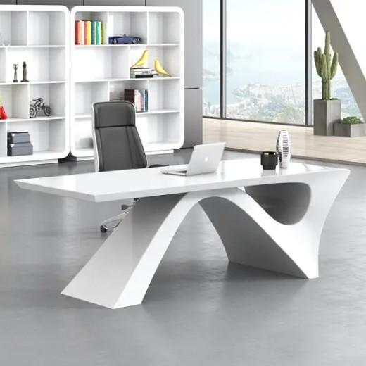 Simple modern white paint executive desk boss desk office furniture light luxury