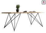 Base Solid Wood Restaurant Dining Table With Geometric Rose Gold Metal Frame