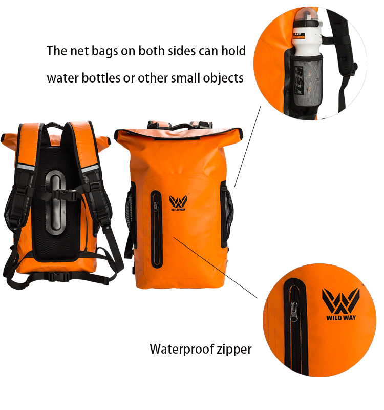 25L/30L Triathlon Waterproof Backpack with Net Bag and Transparent Phone Bag for Outdoor Travel Camping Hiking Backpack
