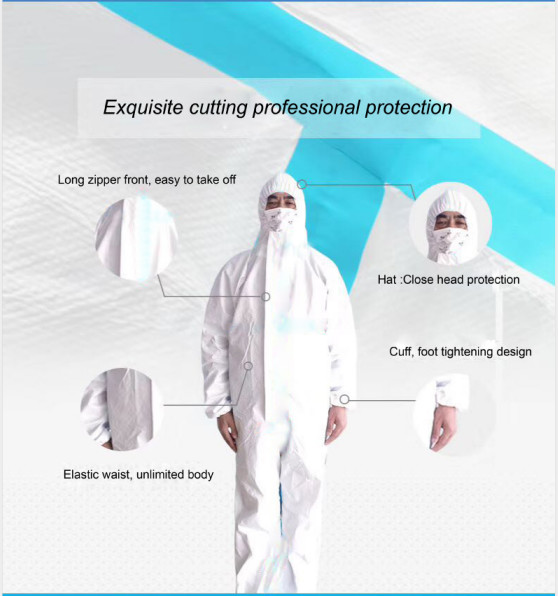 Microporous Full Body Protective Suit Medical Disposable Protective Clothing