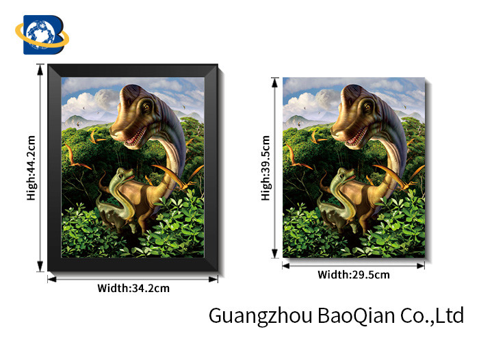 Black Frame Lenticular Flip 3D Pringting Dinosaur / Elephent Image No Harm Material