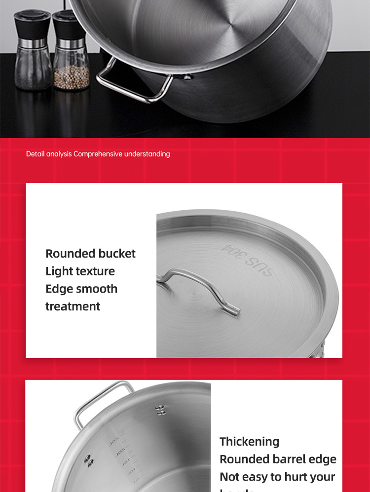 Multi-function Silver Cooking Pot Large Capacity Stainless Steel Soup & Stock Pots Heavy Duty Cooking Pot