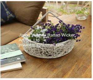 Quality China manufacturer wicker garden baskets willow plant baskets mid-round shape wall stick wholesale