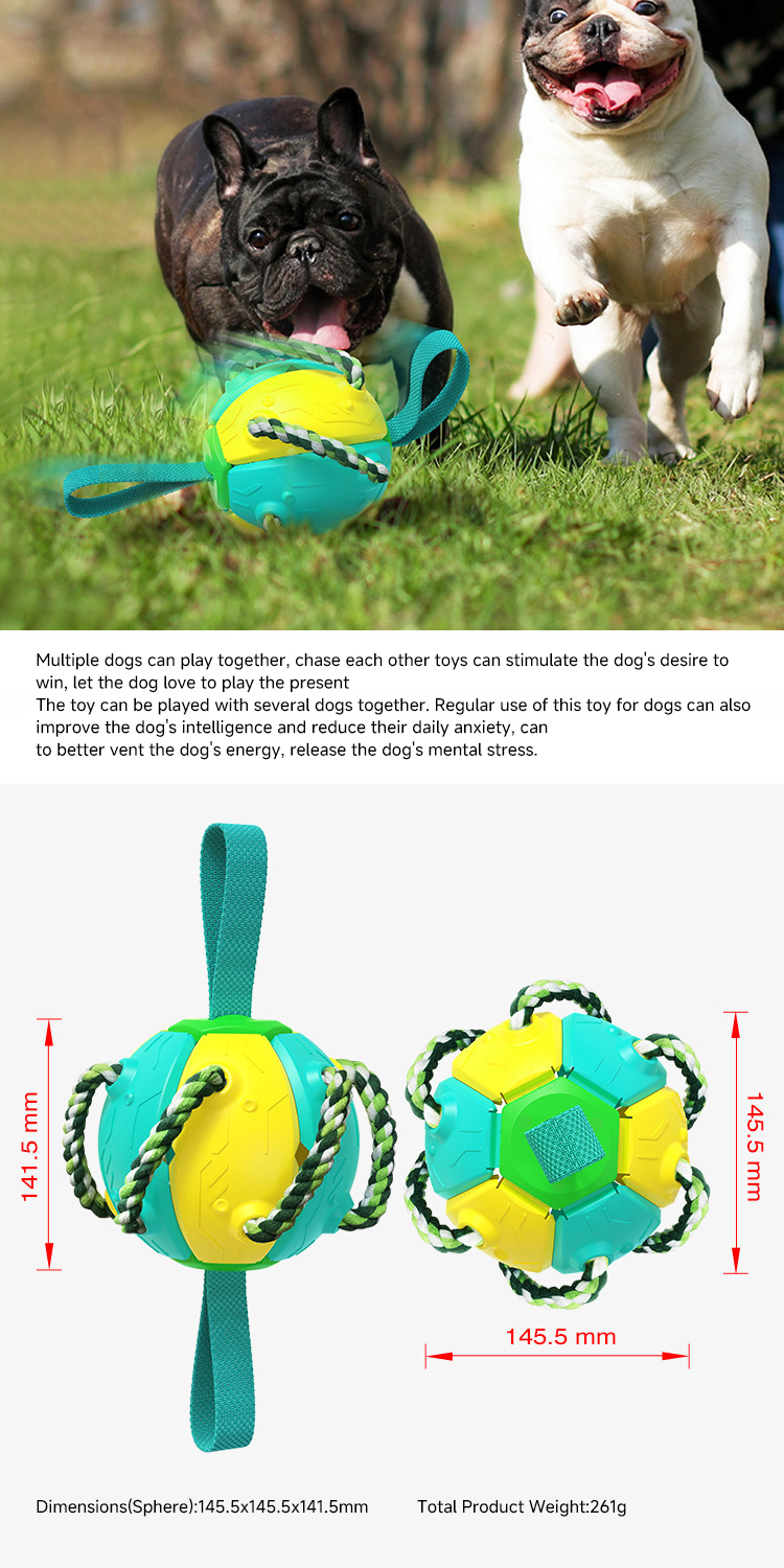 Bite Resistant Training Dog Friendly Soccer Ball Outdoor Dog Soccer Ball With Tabs