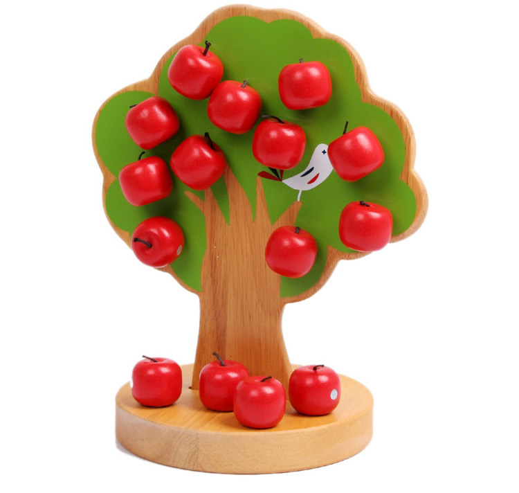 Apple Tree Wooden Montessori Baby Toys For Kids Pick Fruit Educational