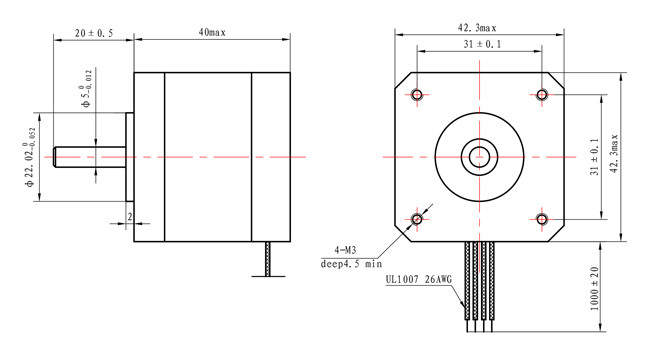 NEMA 17 Stepper Motor 42×42×40mm 0.45N.m with CE ISO for 3D printer