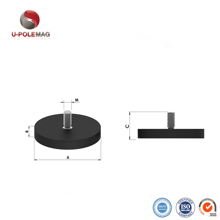 Disc Neodymium Magnet Custom Size M6 M8 Rubber Coated Pot Magnet