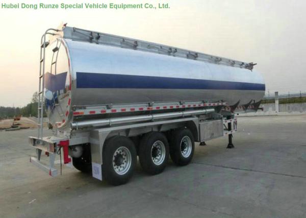 3 Axle Stainless Steel Tanker Semi Trailer For Drink Water , Beer, Milk , Food
