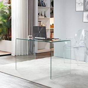 Quality Modern Study Bent Glass Table Full Transparent Glass Furniture Table wholesale