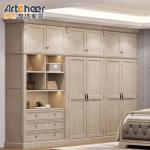 Adjustable Wooden I-Shaped Corner Wardrobe in White Finish for Saudi Bedroom