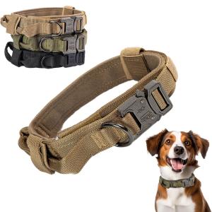 Quality User-Defined Logo Tactical Dog Collar with Metal Buckle and Nylon Material wholesale