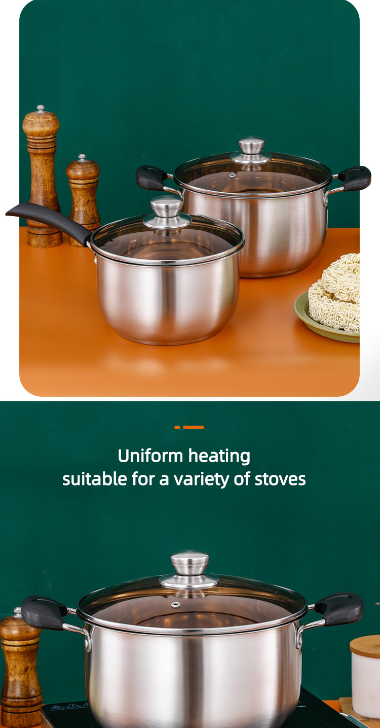 Wholesale Top Seller Double Bottom Induction Stew Pot Shabu Pot Stainless Steel Cooking Stock Soup Pot