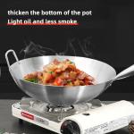 Multifunctional Kitchen Wok Pan Non Stick Stainless Steel With Wooden Handle