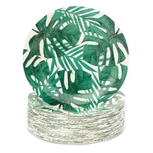 Quality HM20926 SGS Greenery Theme Disposable Dinner Plates wholesale