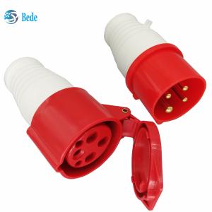 Quality AC 380-415V 16A Industrial Power Connector IP44 Waterproof 4Pin 3 Phase 3P+E Red wholesale