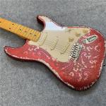 High Quality Electric Guitar Relic Retro Strat Electric Guitar with Pink Flower