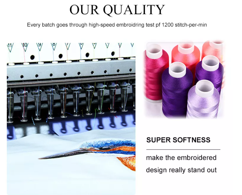 125G 4000 Yard 120d/2 100% Polyester Embroidery Thread for Computerized Sewing Machine