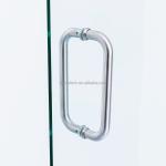 Safety Round Corner Brushed Nickel Adjustable Hinged Single Frameless Shower