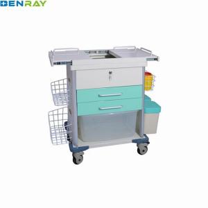 Quality 4 Wheels With Cross Brakes Steel Anesthesia Trolley Instrument wholesale