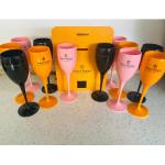 Veuve Clicquot Plastic Champagne Flute Glasses Acrylic Yellow Pink Champagne